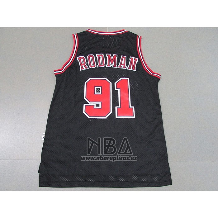 Camiseta Chicago Bulls Dennis Rodman NO 91 Mitchell & Ness 1997-98 Negro